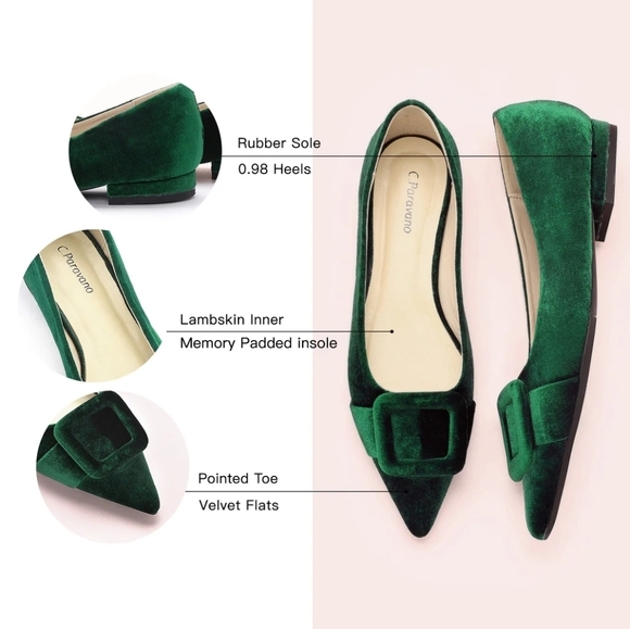 Aida Square Buckle Velvet Flats! Size 10 - Picture 6 of 10